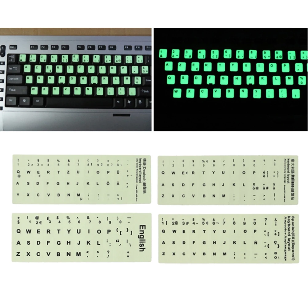 Светящиеся водонепроницаемые наклейки на клавиатуру защитная пленка наклейка с
