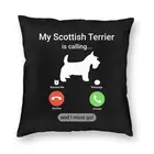 Квадратная наволочка с надписью Мой шотландский терьер зовет, домашняя декоративная наволочка в виде собаки-скотча, диванная подушка для гостиной
