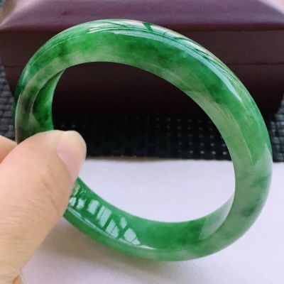 

zheru jewelry natural Myanmar jadeite 54-64mm green two-tone bracelet elegant princess jewelry best gift