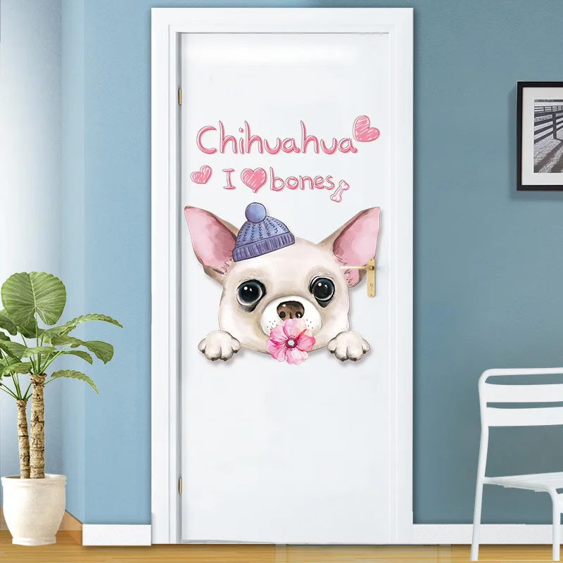 Милые животные водонепроницаемые самоклеющиеся настенные двери Стикеры порте