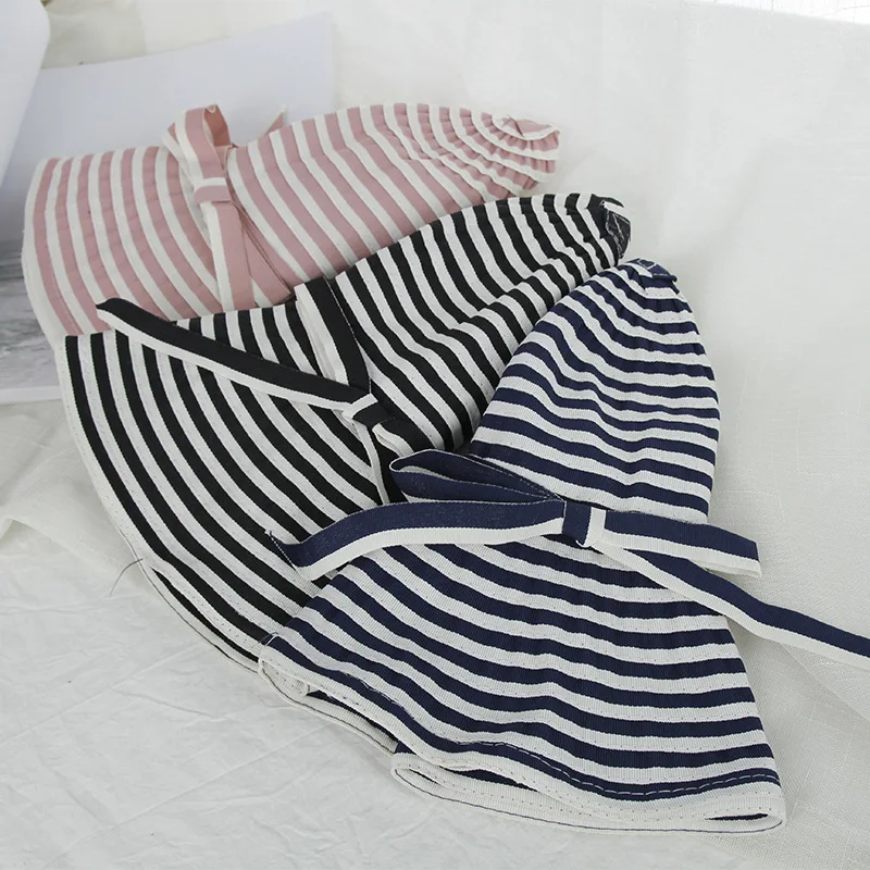 H7469 черно-белая полосатая Ткань банта Женская Солнцезащитная шляпа летний отдых