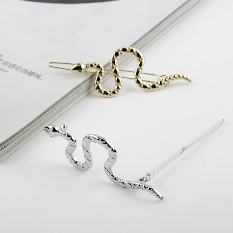 Модные женские аксессуары для волос змеиная заколка металлическая