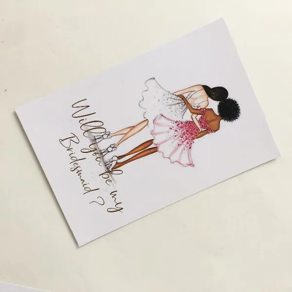 E Card 5 шт. индивидуальный любой язык будет вам моя подружка невесты подарок для невесты пригласите открытку приглашения на свадьбу с конвертом - Цвет: E Card