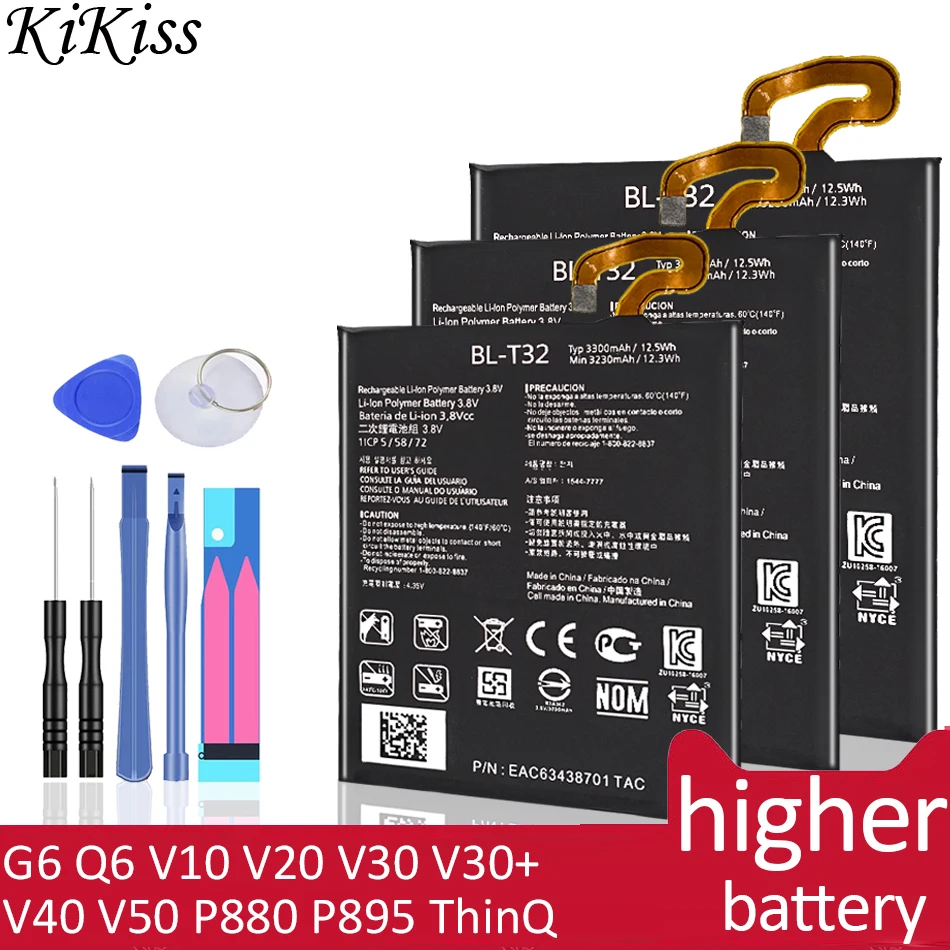 BL 44E1F 45B1F 53QH T3 T32 T33 T34 T37 T42 Батарея для LG G6 Q6 V10 V20 V30 + V40 V50 P880 P895 ThinQ|Аккумуляторы