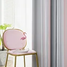 Скандинавские жаккардовые шторы серого и розового цвета в полоску для гостиной, столовой, спальни