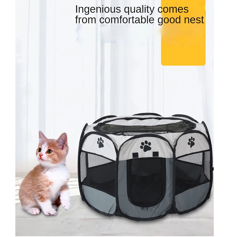 

Octagonal Pet Fence Cat Tent Oxford Cloth Scratch Resistant Collapsible Dog Cage Delivery Room Kennel Litter Outdoor Indoor