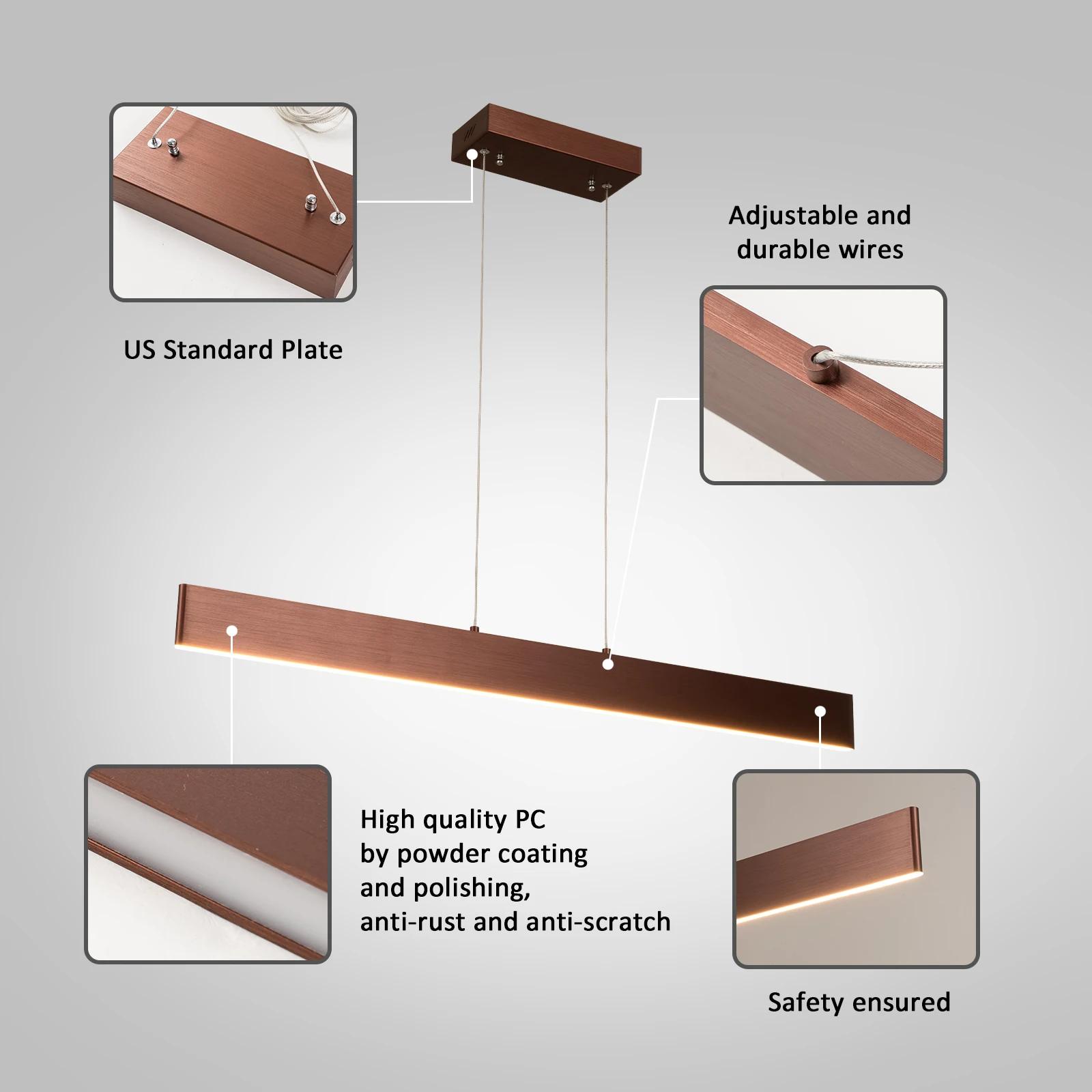 

Modern Strip Home LED line light Chandelier with 39.8x4.3inch For Dining Room