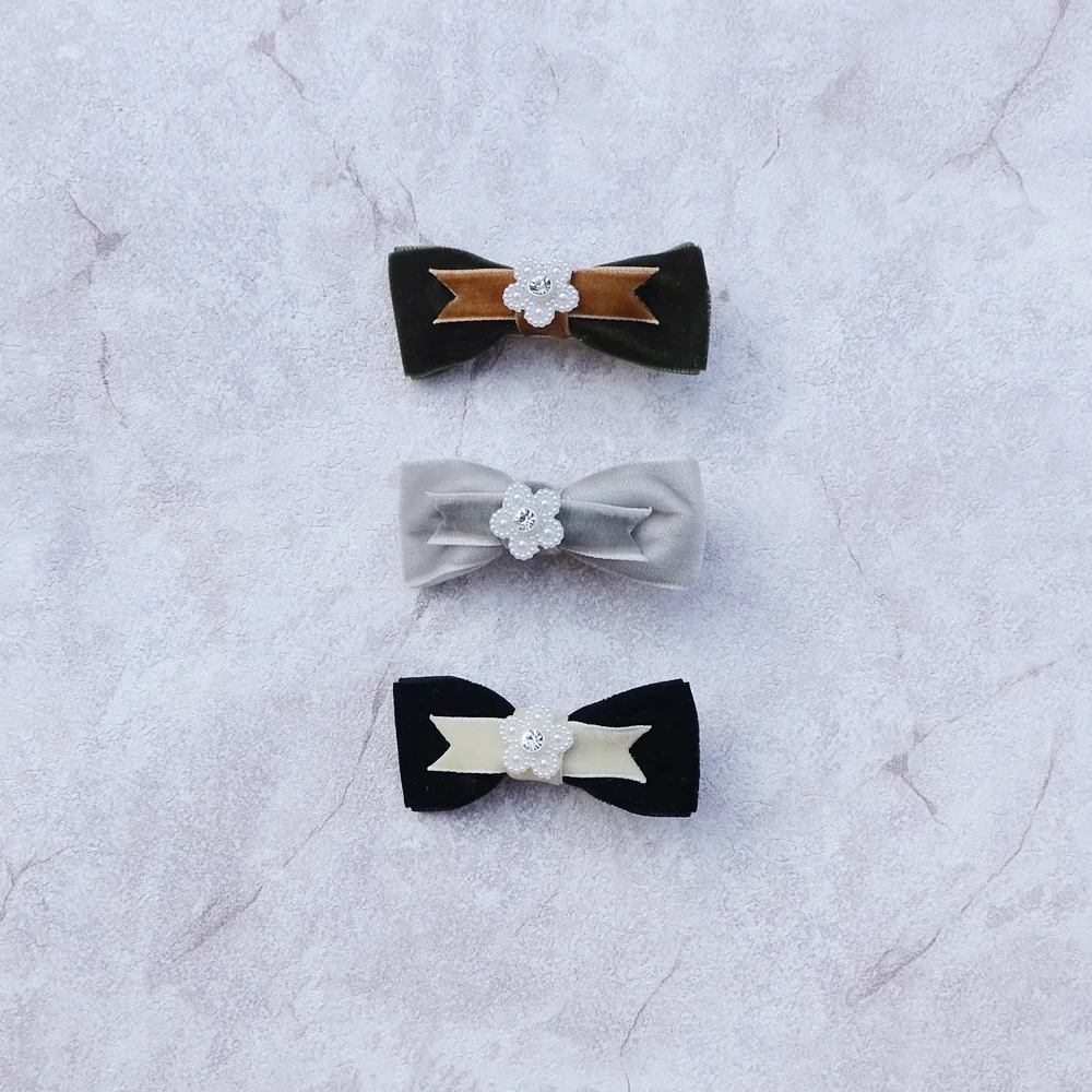 Очаровательные бархатные банты шпильки для маленьких девочек зимние заколки