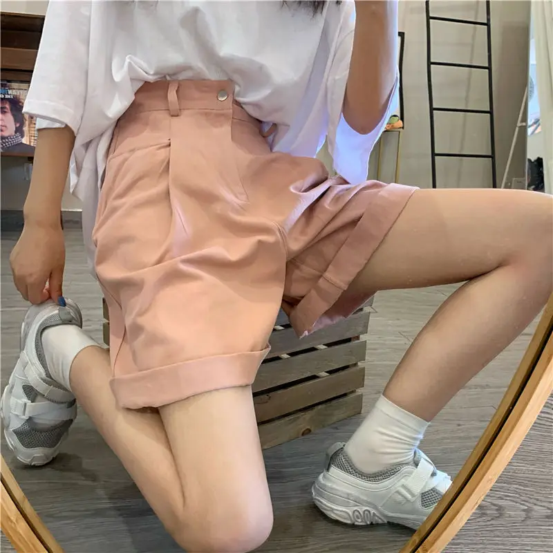 

New Casual High Waist Suit Shorts Women Summer Korean Loose Shorts Japanese Student Five-Point Shorts
