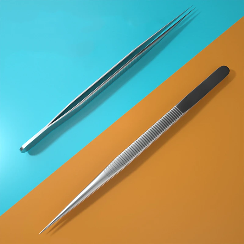 

1Pcs High Quality Stainless Steel Frosted Jewelry Tweezers 165Mm Straight Pointed Anti Static Forceps Diamond Gem Making Tool