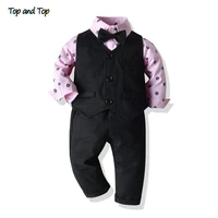 top and top kids boy gentleman clothing set long sleeve bowtie shirtwaistcoatpants toddler boy outfits for wedding party