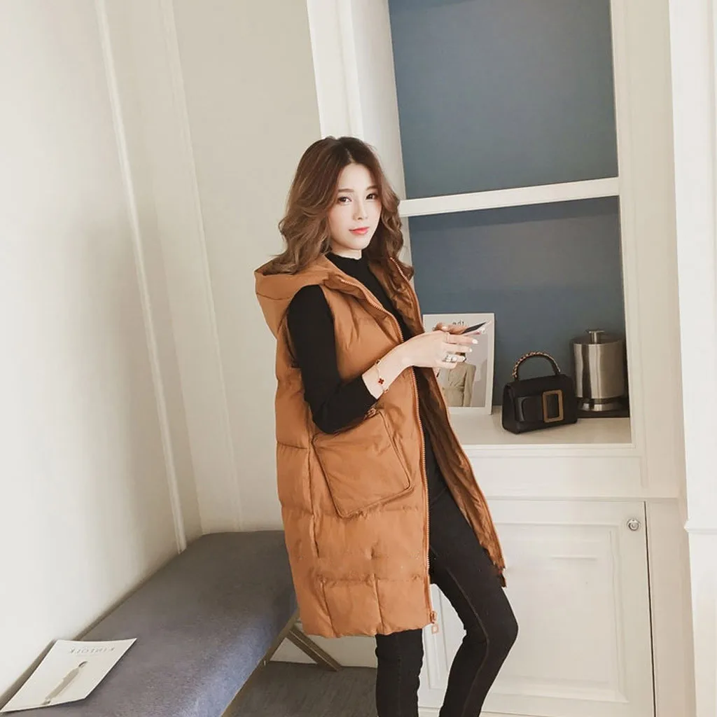 Новинка от JAYCOSIN женский модный длинный жилет с воротником-стойкой повседневный