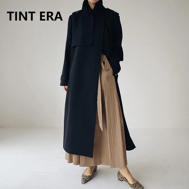 

TINT ERA 2021 Spring Summer New Style South Korea Dongdaemun Temperament Commuter Ladies Long Lace-up Waist Windbreaker Jacket