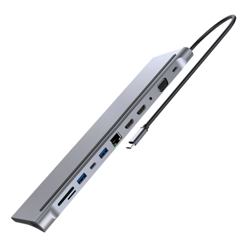 

Док-станция для ноутбука 12 в 1, USB Type-C, HDMI, VGA, RJ45