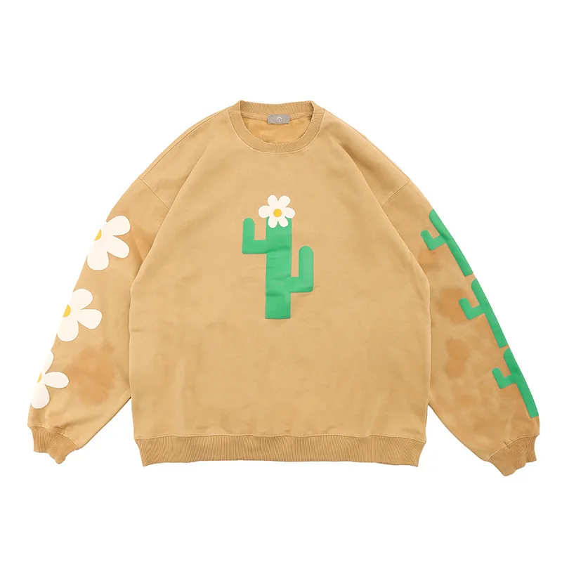 

Vivgae men's clothing autumn and winter 2020 new fashion brand used cactus printing loose round neck sweater for men and women