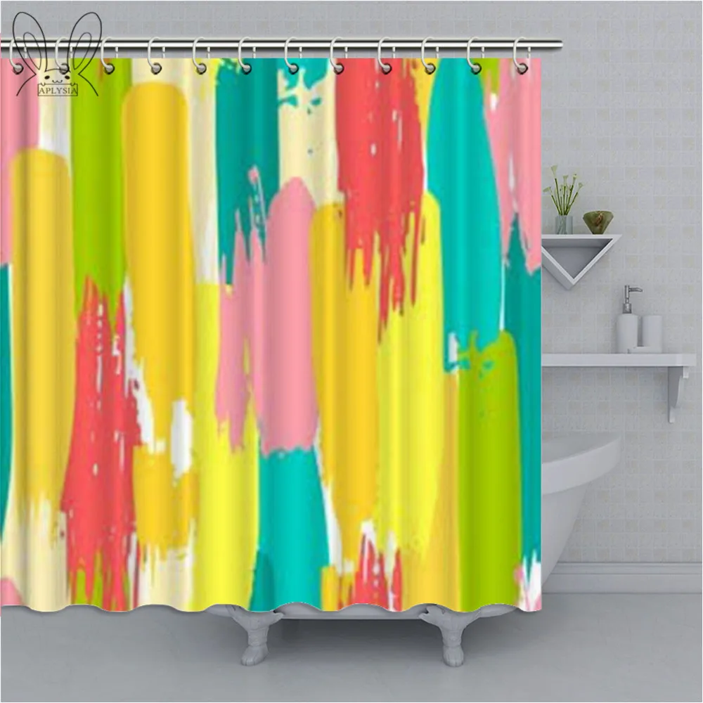 

Colorful Bathroom Curtain Rainbow Paint Waterproof Shower Curtain Polyester Fabric Bath Curtain Bathing Cover Shower Sets