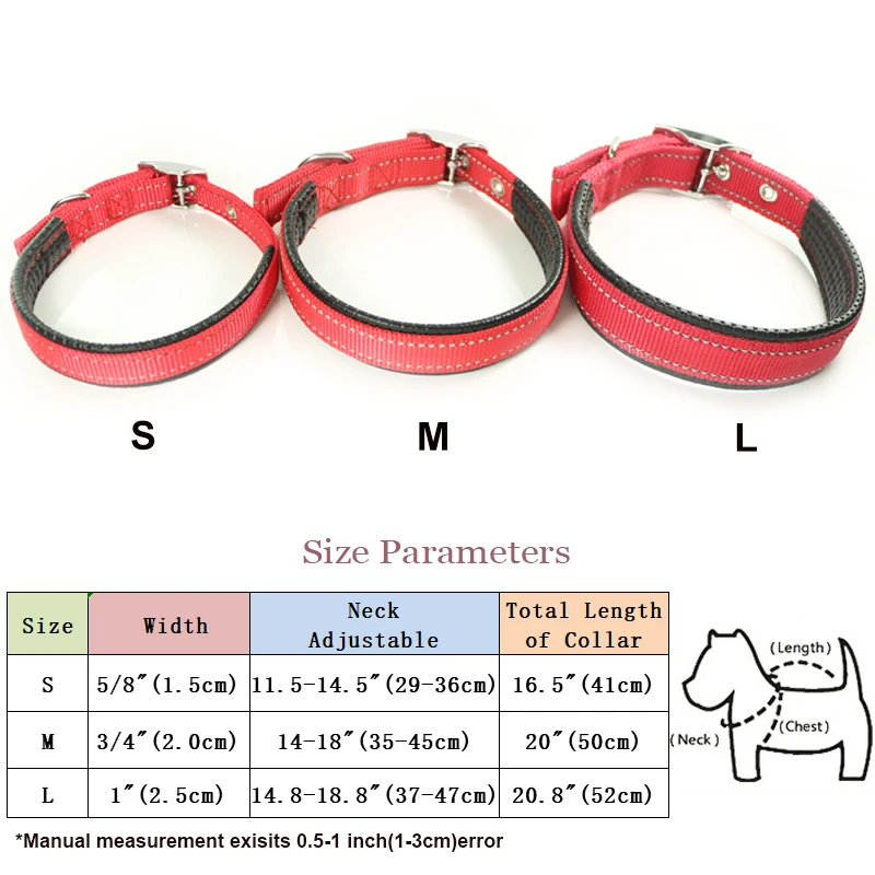 Ошейник для домашних животных светоотражающий регулируемый кожаный двойной