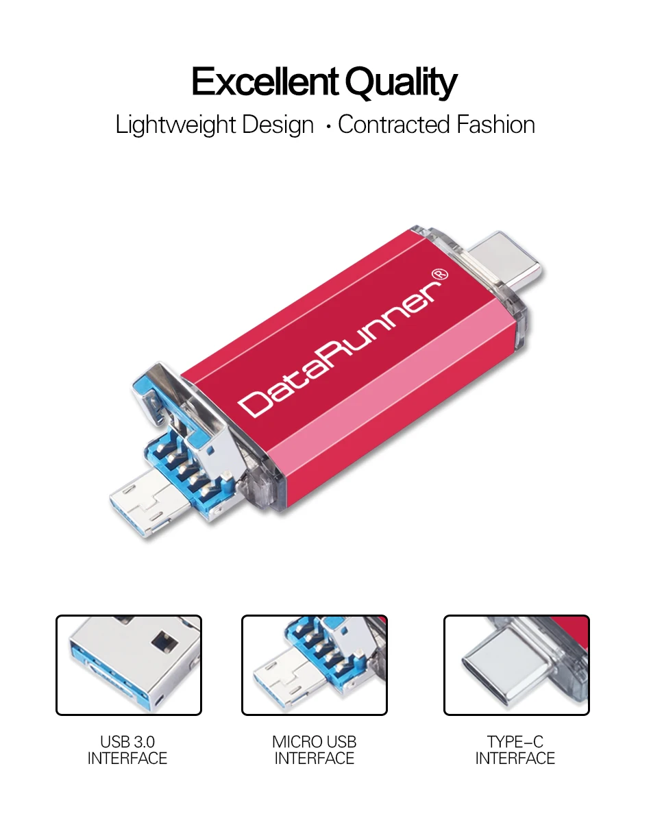 DataRunner OTG Usb флеш-накопитель высокоскоростной флеш-накопитель 32 Гб 64 Гб 128 ГБ 256 ГБ Тип C Флешка 3 в 1 микро Usb флешка диск памяти