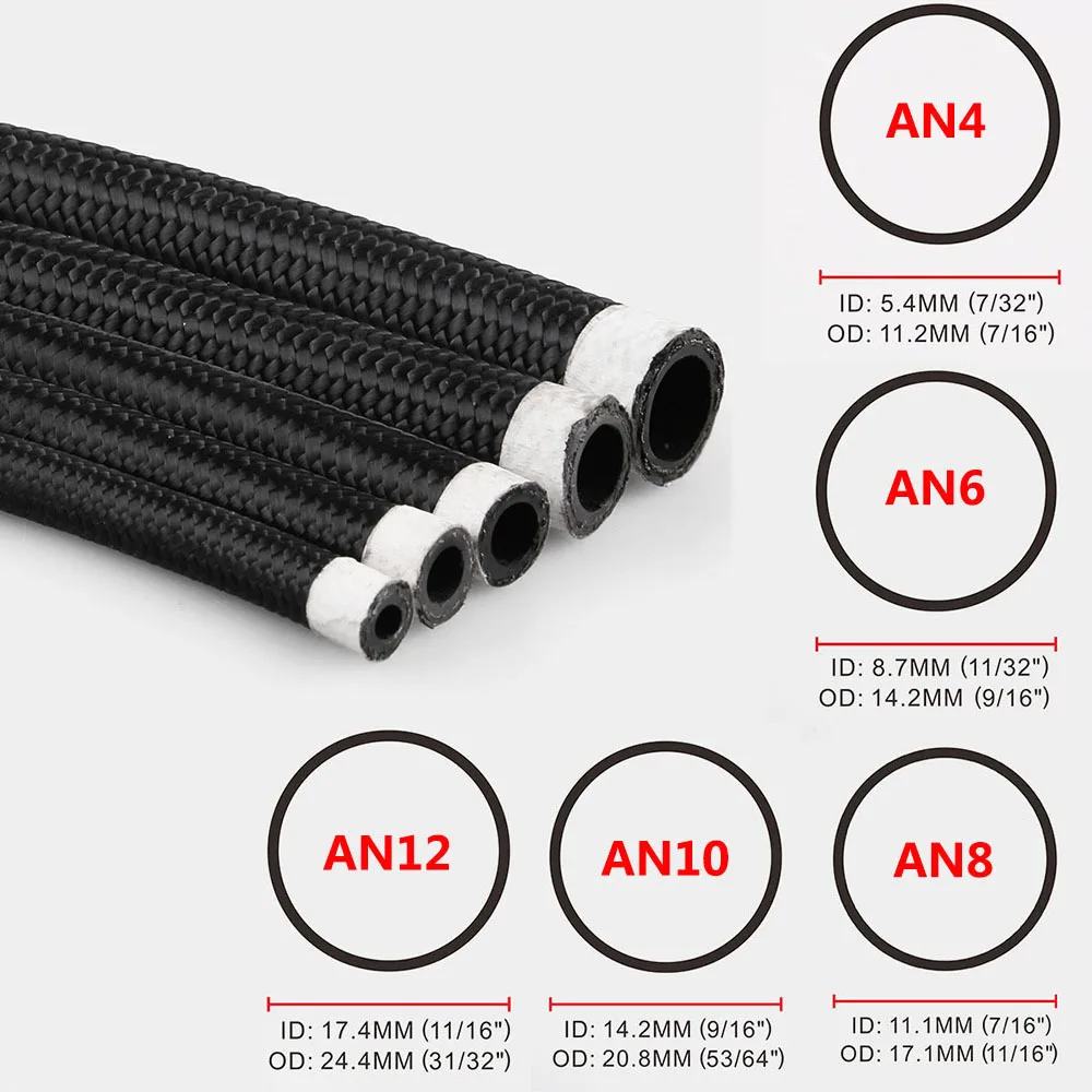 AN10 нейлоновый Плетеный Топливный шланг 1 м 500PSI резиновая рассчитанная на высокое