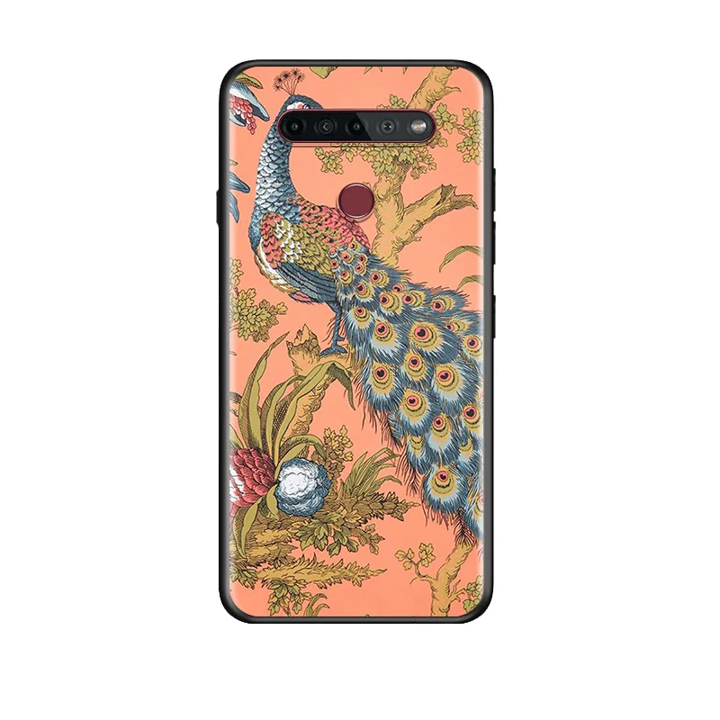 

Cute Peacock Feather For LG G8 V30 V35 V40 V50 V60 Q60 K40S K50S K41S K51S K61 K71 K22 ThinQ 5G Soft TPU Silicone Phone Case