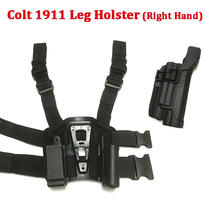 

Тактическая кобура для ружья с правой рукой для Colt 1911, ручной пистолет, быстрое падение, армейская кобура для ног, чехол для охоты, страйкбол...