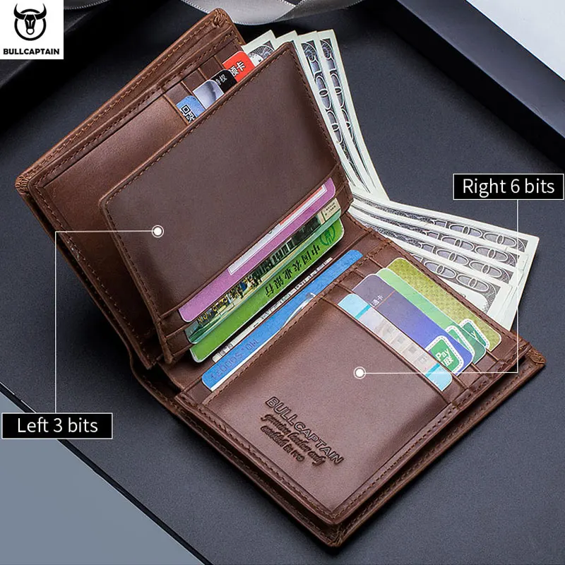 BULLCAPTAIN RFID мужской кожаный бумажник короткий вертикальный локомотив Британский Досуг многофункциональная карта посылка кожаный кошелек
