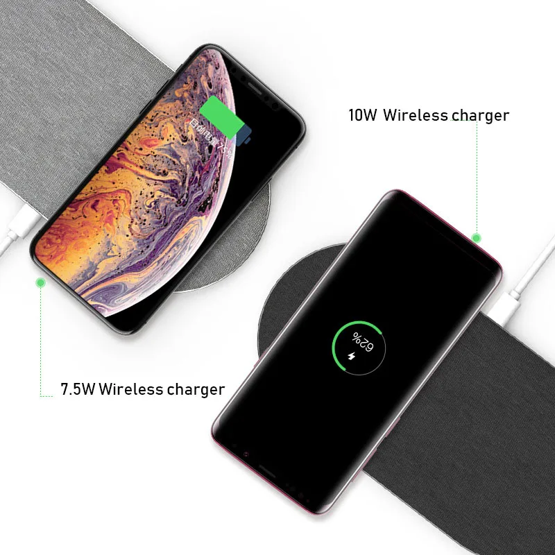 Беспроводное зарядное устройство для iPhone 11 Pro Max X XS XR Samsung Note 10 чёрный/серый |