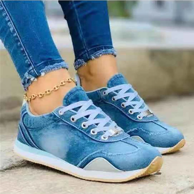 

2021 Women Flat Platform Shoes Denim Casual Shoes Spring Woman Basket Shoes Tennis Female Thick Woman's Summer Trainers Mujer
