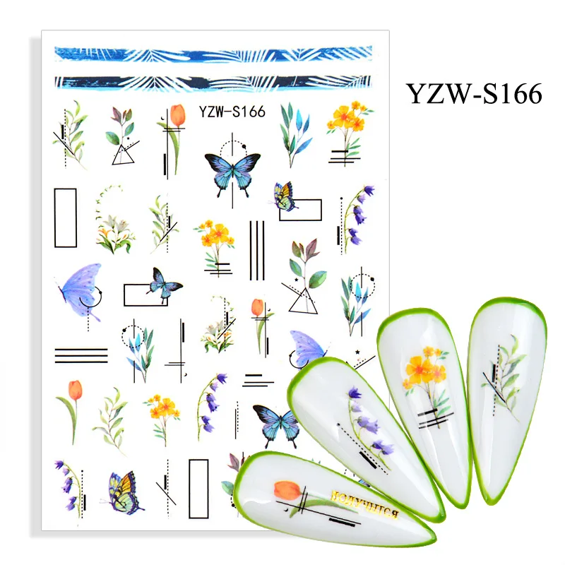 

3D Nail Sticker Olive Branch Flower Slider Nails Art Decoration Wraps Decals Design Adhesive Manicure Tips Stickers Pegatina