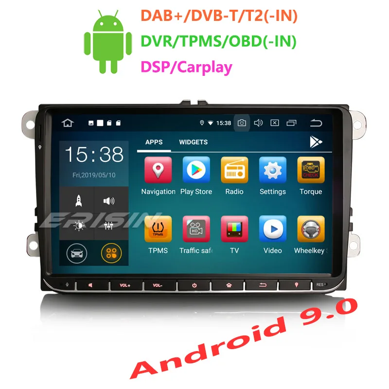 Авторадио Erisin ES8028V 9 дюймов Android 0 8 ядер 4 Гб ОЗУ BT DSP IPS для VW Passat Golf 5/6 Polo Tiguan Eos Caddy