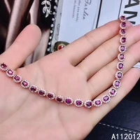 kjjeaxcmy fine jewelry s925 sterling silver inlaid natural garnet new girls trendy hand bracelet support test chinese style