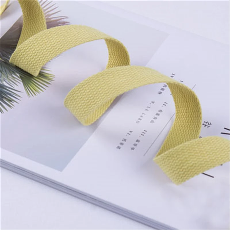 Light Yellow 10 м 25 мм ширина холщовая тесьма полиэстер хлопок лента ремень швейная сумка ремень аксессуары для изготовления ремней шитье сделай сам Ремесло - Цвет: Light Yellow