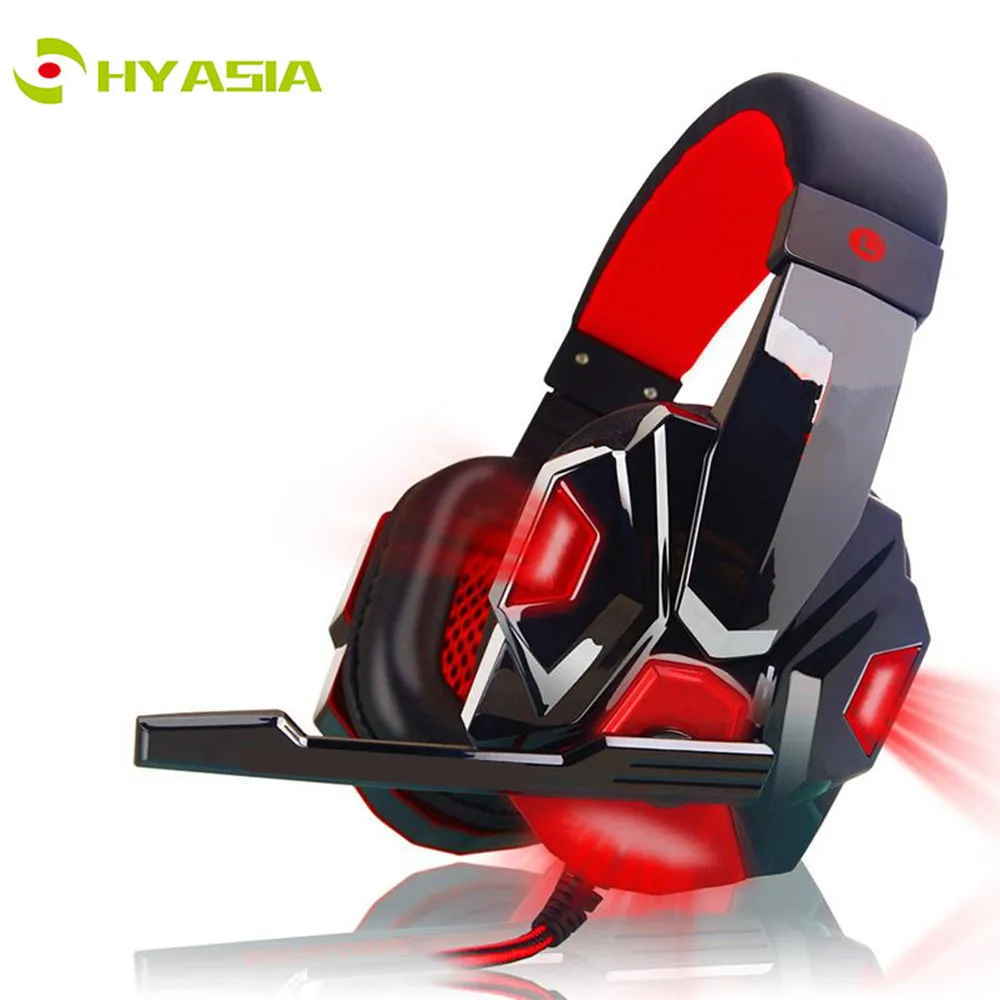 Гарнитура HYASIA со светодиодсветильник кой игровые наушники с басами проводные