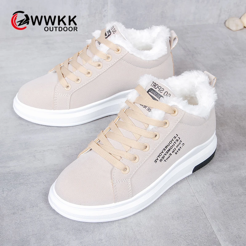WWKK светильник для бега женщин теплый мех 2019 зимние кроссовки спортивная обувь