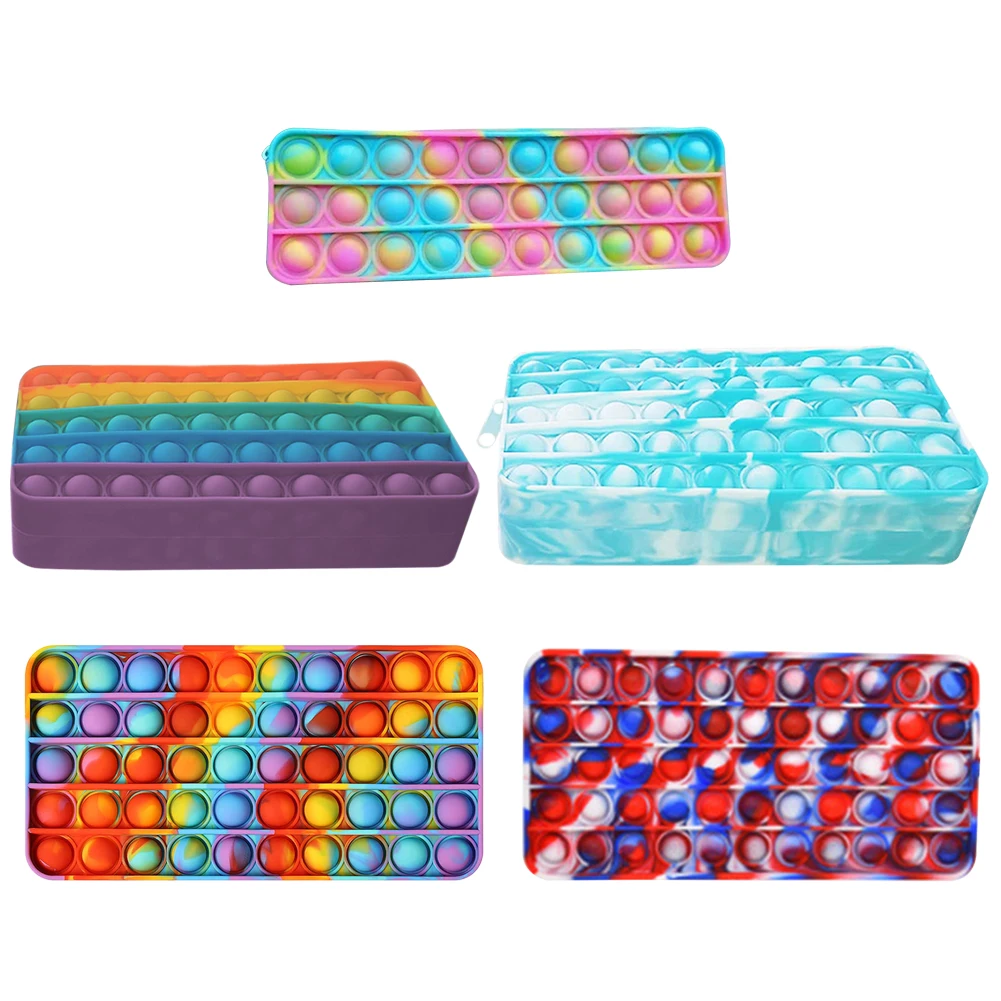 

Силиконовый чехол-карандаш с пузырьками для снятия стресса от аутизма, игрушки-сжималки, школьные и канцелярские принадлежности, офисные и ...