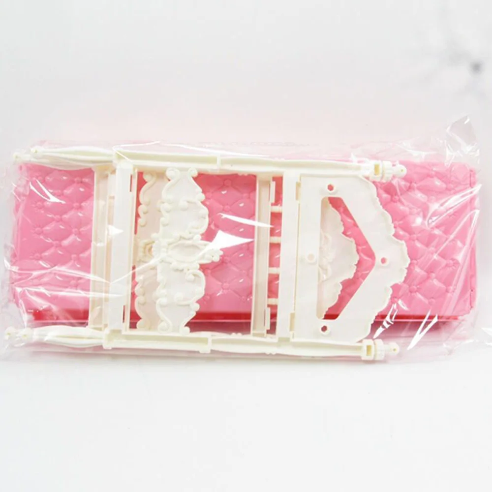 

For Doll Children play house simulation European furniture plastic princess double bed For Doll Accessories