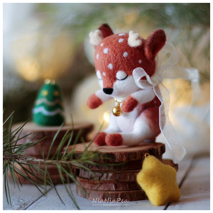 Лось ключ пряжка шерсть набор для рукоделия войлок игла валяние фотография