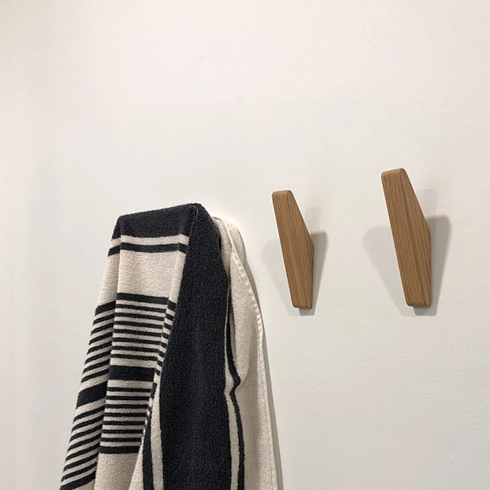 

Natural Wood Clothes Hanger Wall Mounted Coat Hook Decorative Key Holder Hat Scarf Handbag Storage Hanger Bathroom Rack