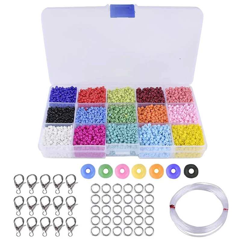 

About 9000 Pcs Colorful Beads 3mm Glass Beads for Jewelry Making Bracelets Necklaces Gift for Kids