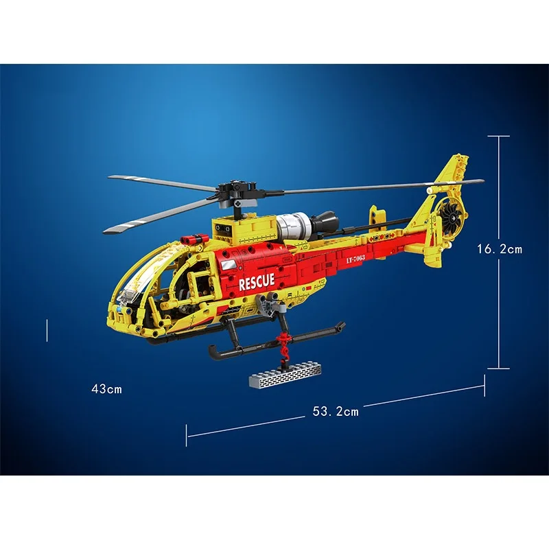 

663PCS police helicopter brick high tech airplane model rescue building blocks ww2 transport aircraft plane city gunship