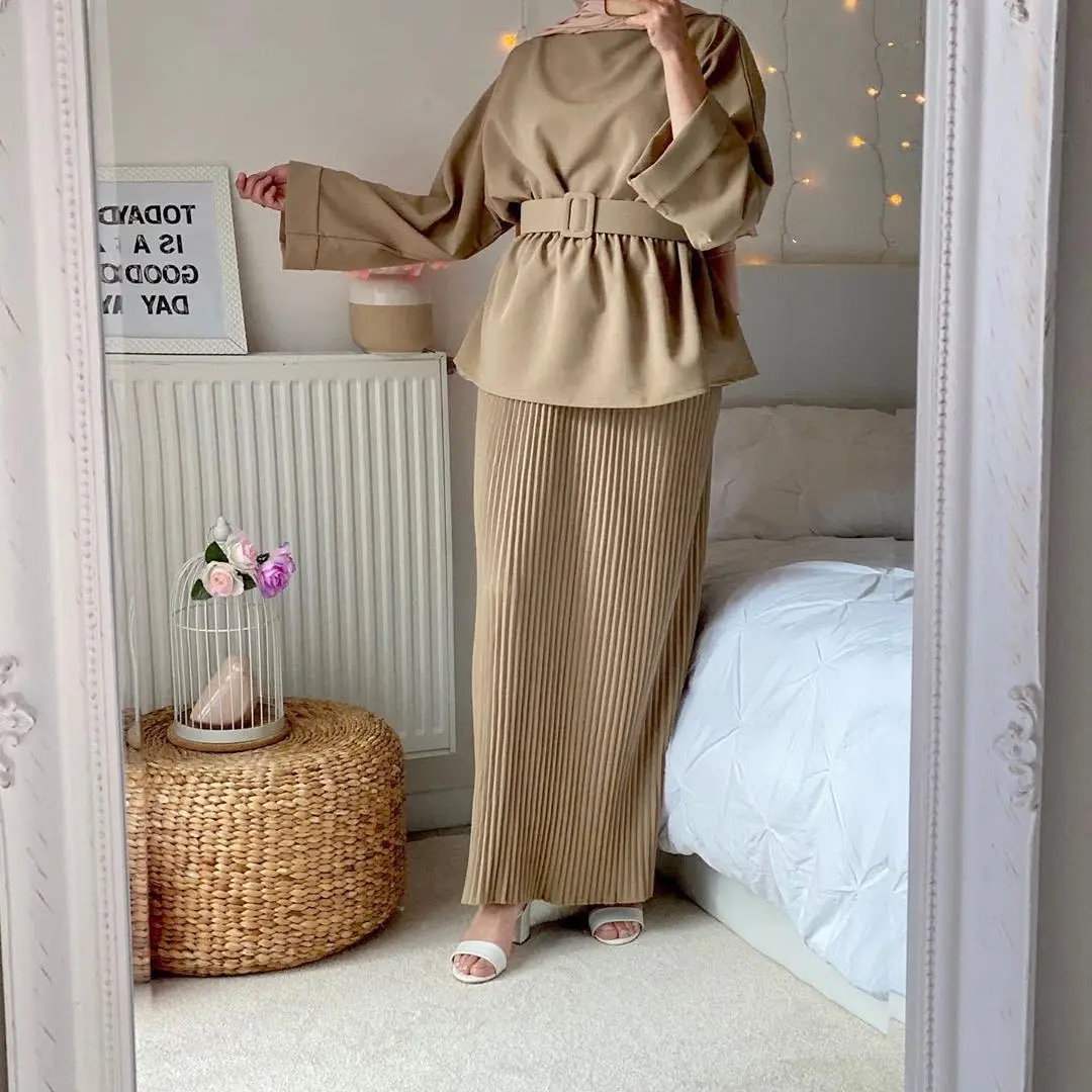 

Eid Mubarek Турция Abaya Дубай, женская одежда из двух частей, женская одежда, мусульманский костюм