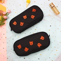 portable canvas pencil case stationery bag supply storage bag layer pencil bag student pen bag cute pen case kids birthday gift