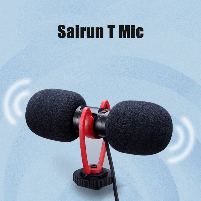

Sairun T mic Dual Microphone Head For Recording Video Vlog Interview Microphone for Phones Cameras dslr universal mic