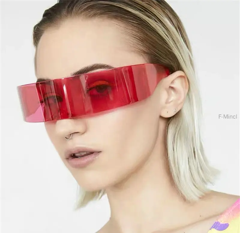 2019 модные цельнокроеные футуристические солнцезащитные очки без оправы Модные