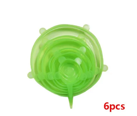 E-6CS 6/12 шт Многоразовые Силиконовая крышка для еды стрейч Vacuum Seal Обёрточная бумага Кухня организации Пособия по кулинарии Еда держать закрытые крышки дропшиппинг - Цвет: E-6CS