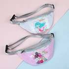 Повседневная Регулируемая поясная сумка с мультяшным единорогом и блестками, забавная сумка, детские сумки на ремне через плечо, Детская сумка для телефона