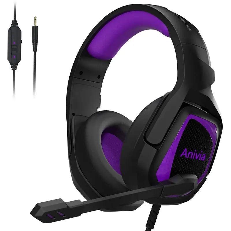 

Anivia MH602 Purple 3.5mm Gaming Headset PC PS4 Xbox One Wired Over Ear Noise Cancelling Stereo Surround Headphone With Mic