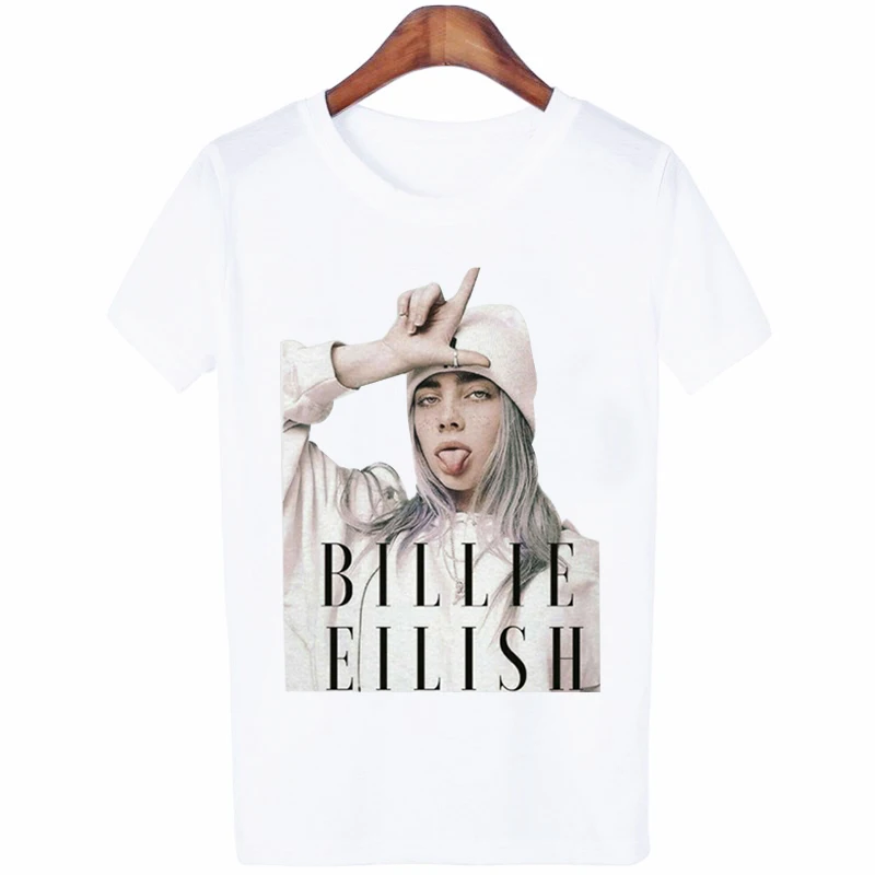 Billie Eilish Футболка Harajuku Fans белая хлопковая женская Camiseta Mujer хит продаж эстетический