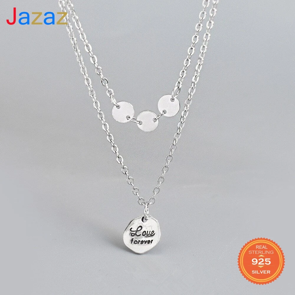 

Женское двойное колье с надписью «LOVE FORVER», из серебра 925 пробы
