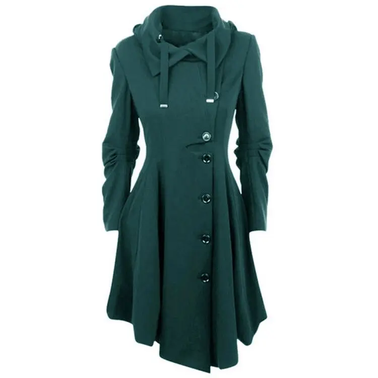 

Gothic Women Trench Coat Winter Autumn Women's Overcoat Windbreaker Female Fashion Casual Long Coat Button Goth Outwear